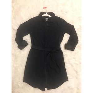 Dark navy blue dress with a belt